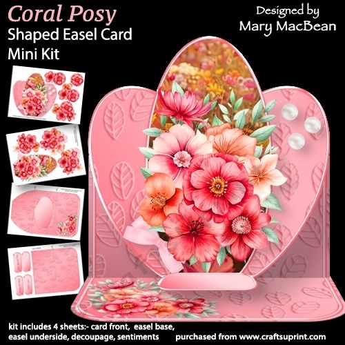 Coral Posy - Shaped Easel Card Mini Kit