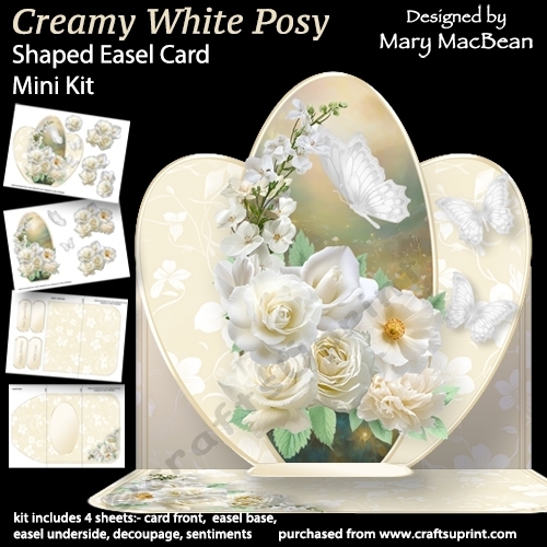 Creamy White Posy - Shaped Easel Card Mini Kit