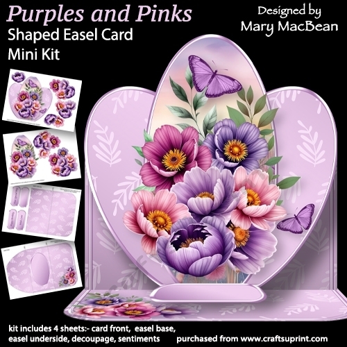 Purples and Pinks - Shaped Easel Card Mini Kit
