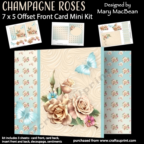 Champagne Roses - 7 x 5 Offset Front Card Mini Kit