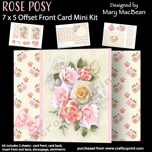 Rose Posy - 7 x 5 Offset Front Card Mini Kit