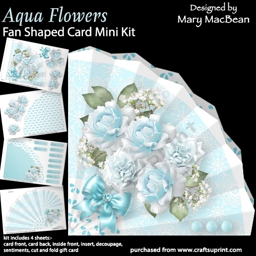 Aqua Flowers - Fan-Shaped Card Mini Kit