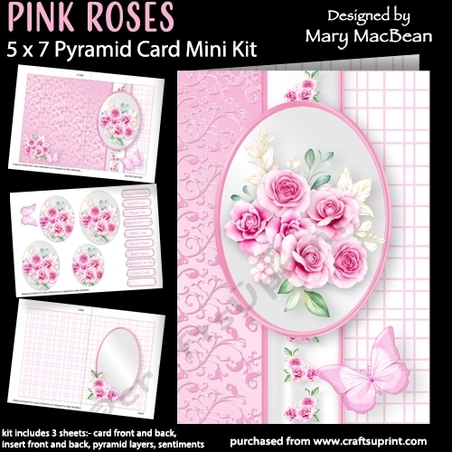 Pink Roses - 5 x 7 Pyramid Card Mini Kit