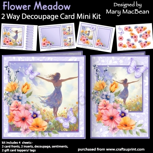Flower Meadow - 2 Way Decoupage Card Mini Kit