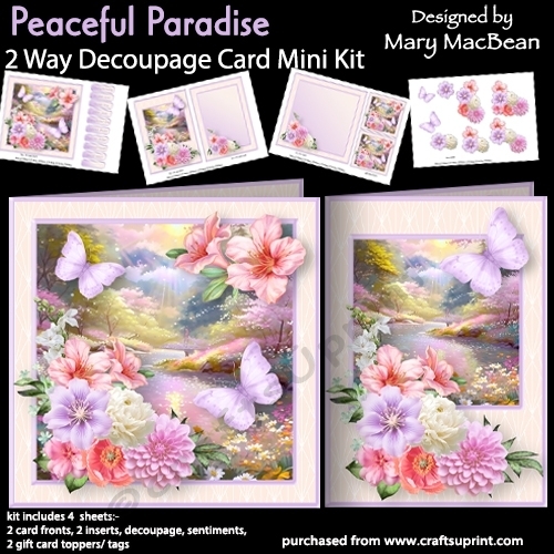 cup1373244_1648 - Peaceful Paradise - 2 Way Decoupage Card Mini Kit
