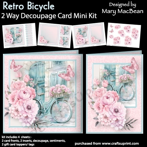 Retro Bicycle - 2 Way Decoupage Card Mini Kit