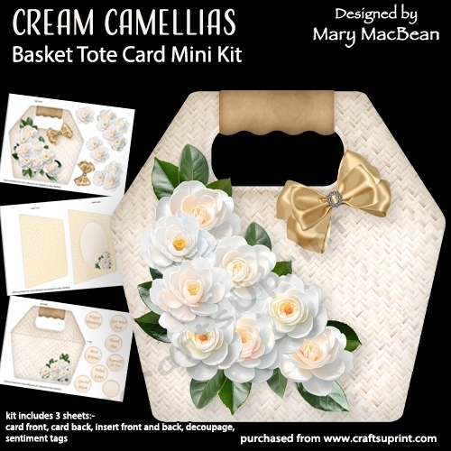 Cream Camellias - Basket Tote Card Mini Kit