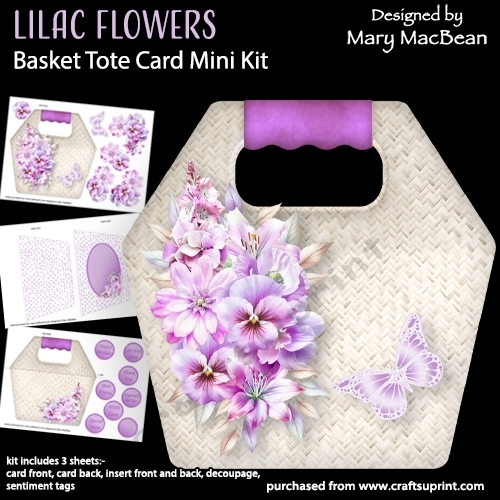 Lilac Flowers - Basket Tote Card Mini Kit