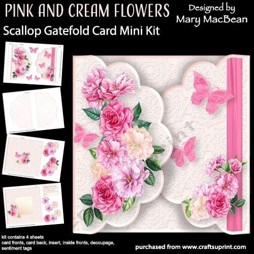 cup1379253_1648 - Pink and Cream Flowers - Scallop Gatefold Card Mini Kit