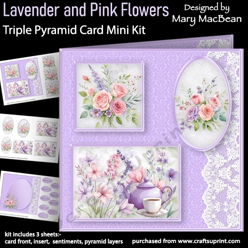 Lavender and Pink Flowers - Triple Pyramid Card Mini Kit