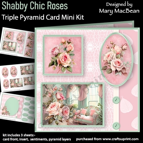 cup1381793_1648 - Shabby Chic Roses - Triple Pyramid Card Mini Kit