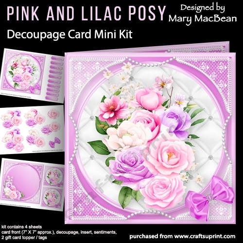 Pink and Lilac Posy - Decoupage Card Mini Kit