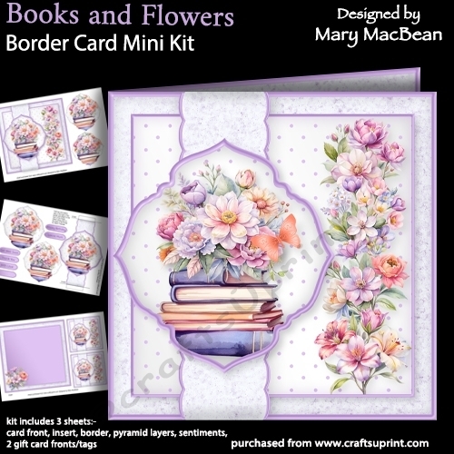 Books and Flowers - Border Card Mini Kit