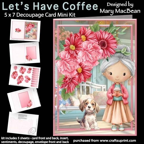 Lets Have Coffee - 5x7 Decoupage Card Mini Kit