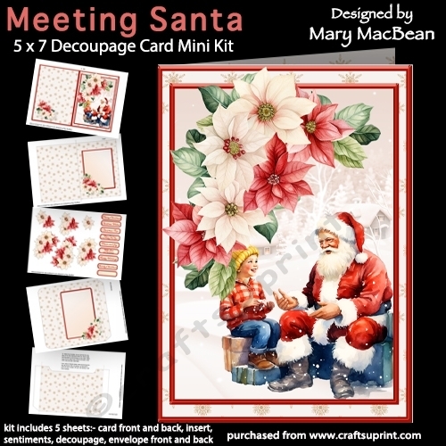 Meeting Santa - 5x7 Decoupage Card Mini Kit