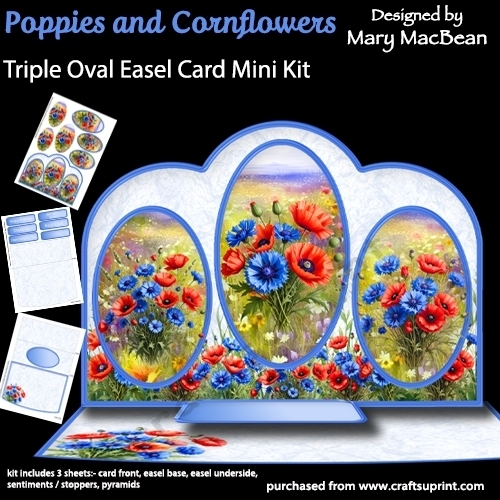 Poppies and Cornflowers - Triple Oval Easel Card Mini Kit