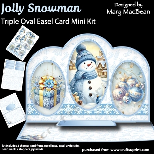 cup1385975_1648 - Jolly Snowman - Triple Oval Easel Card Mini Kit