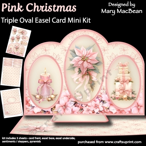 cup1385976_1648 - Pink Christmas - Triple Oval Easel Card Mini Kit