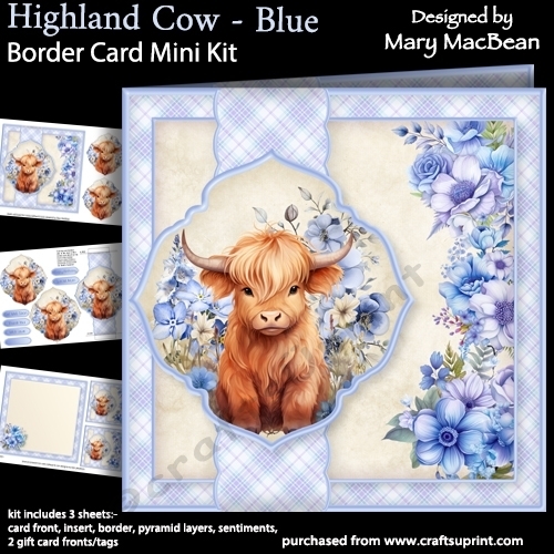 cup1386689_1648 - Highland Cow Blue - Border Card Mini Kit