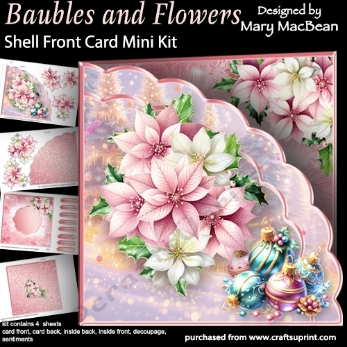 Baubles and Flowers - Shell Front Card Mini Kit