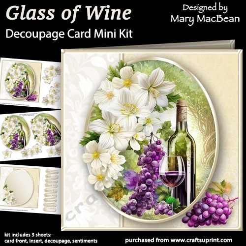 Glass of Wine - Decoupage Card Mini Kit