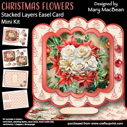 Christmas Flowers - Stacked Layers Easel Card Mini Kit