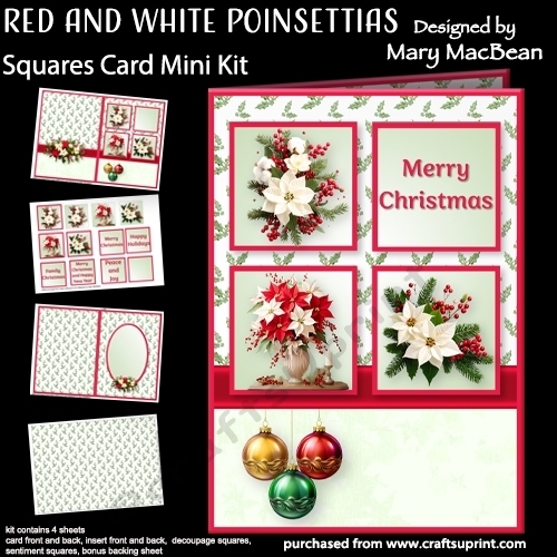 cup1391066_1648 - Red and White Poinsettias - Squares Card Mini Kit