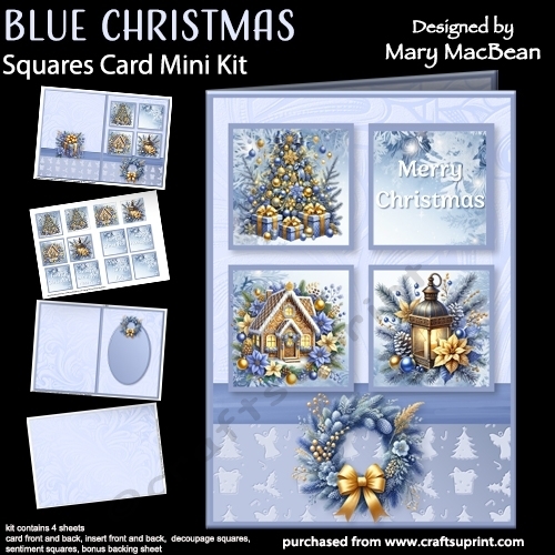 Blue Christmas - Squares Card Mini Kit