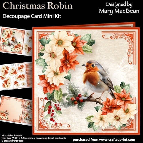 Robin Decoupaged Christmas Robin - Decoupage Card Mini Kit - CUP1392909_1648 | Craftsuprint