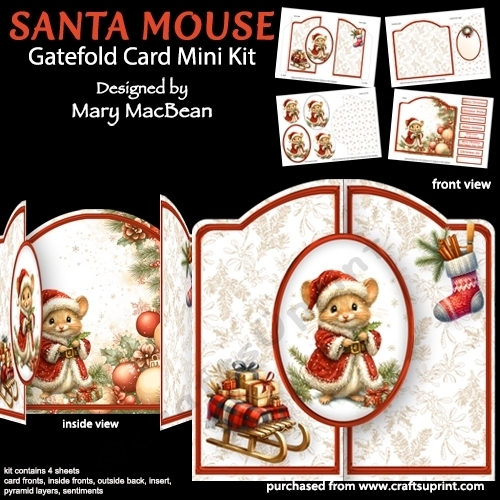 Santa Mouse - Gatefold Card Mini Kit