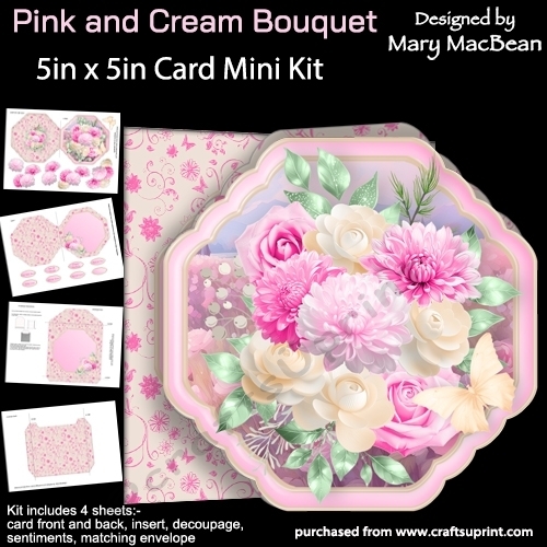 Pink and Cream Bouquet 5x5 Card Mini Kit