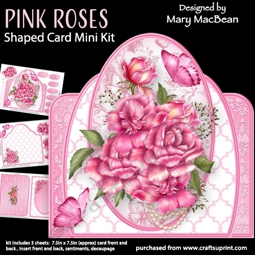 Pink Roses - Shaped Card Mini Kit - CUP1399643_1648 | Craftsuprint