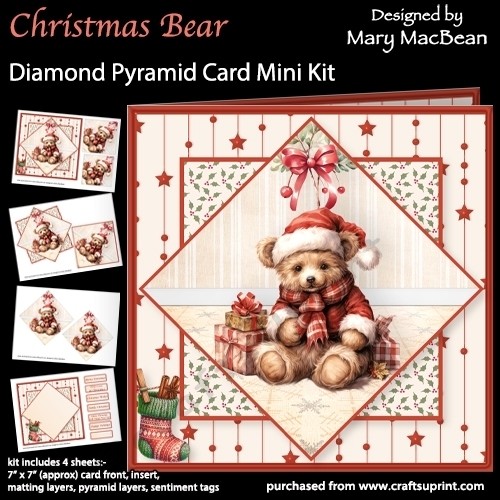 Christmas Bear - Diamond Pyramid Card Mini Kit