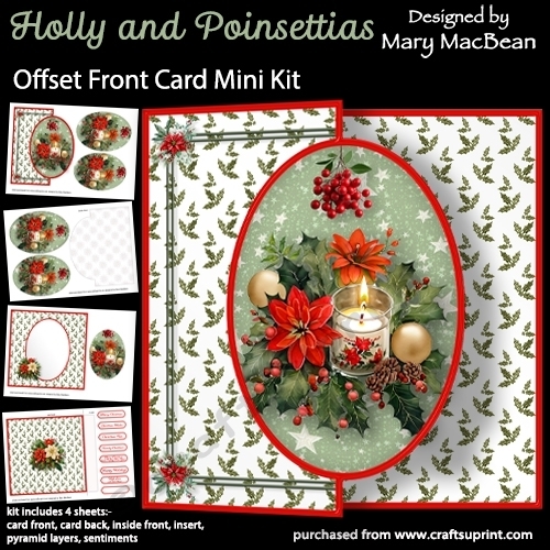 cup1403881_1648 - Holly and Poinsettias - Offset Front Card Mini Kit