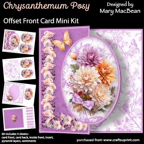 Chrysanthemum Posy - Offset Front Card Mini Kit