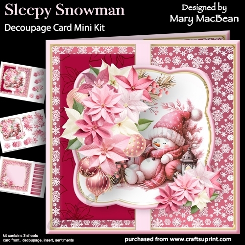 Sleepy Snowman - Decoupage Card Mini Kit