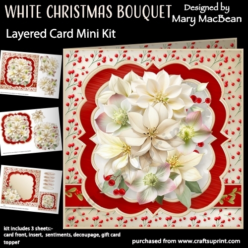 White Christmas Bouquet - Layered Card Mini Kit