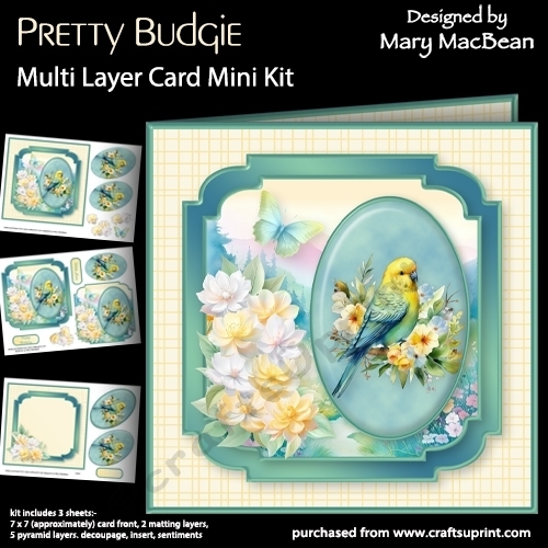 Pretty Budgie - Multi Layer Card Mini Kit