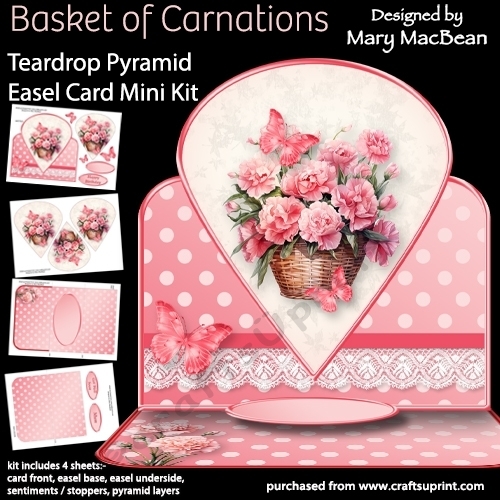 Basket of Carnations - Teardrop Pyramid Card Mini Kit
