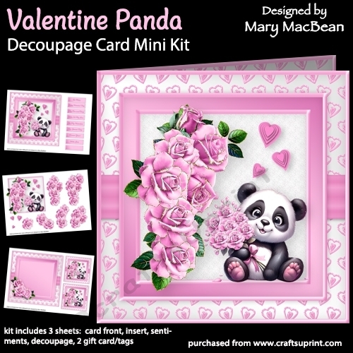 Valentine Panda - Decoupage Card Mini Kit
