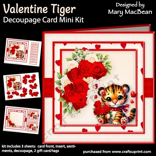 Valentine Tiger - Decoupage Card Mini Kit