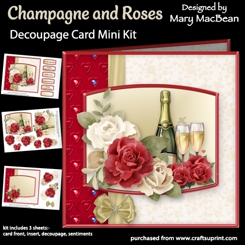 Champagne and Roses - Decoupage Card Mini Kit