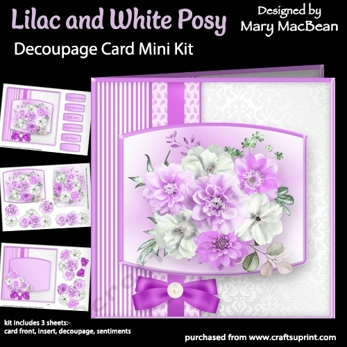 cup1416324_1648 - Lilac and White Posy - Decoupage Card Mini Kit