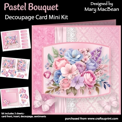 cup1416325_1648 - Pastel Bouquet - Decoupage Card Mini Kit
