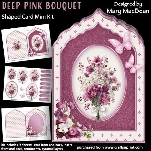 cup1418563_1648 - Deep Pink Bouquet - Shaped Card Mini Kit