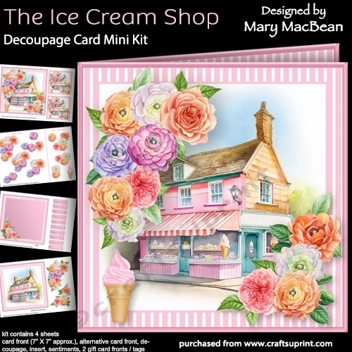 The Ice Cream Shop - Decoupage Card Mini Kit