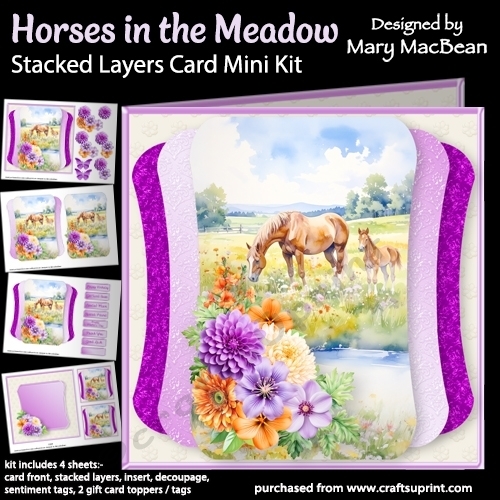 cup1426540_1648 - Horses in the Meadow - Stacked Layers Card Mini Kit