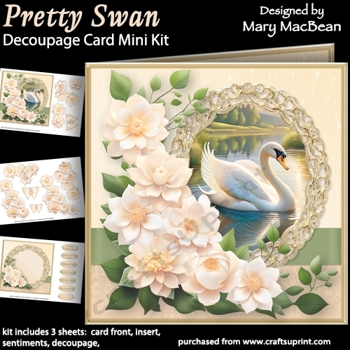 Pretty Swan - Decoupage Card Mini Kit