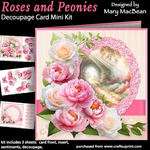 Roses and Peonies - Decoupage Card Mini Kit