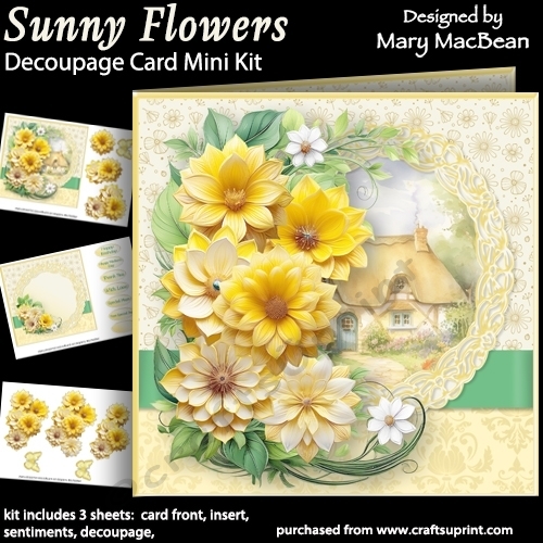 Sunny Flowers - Decoupage Card Mini Kit